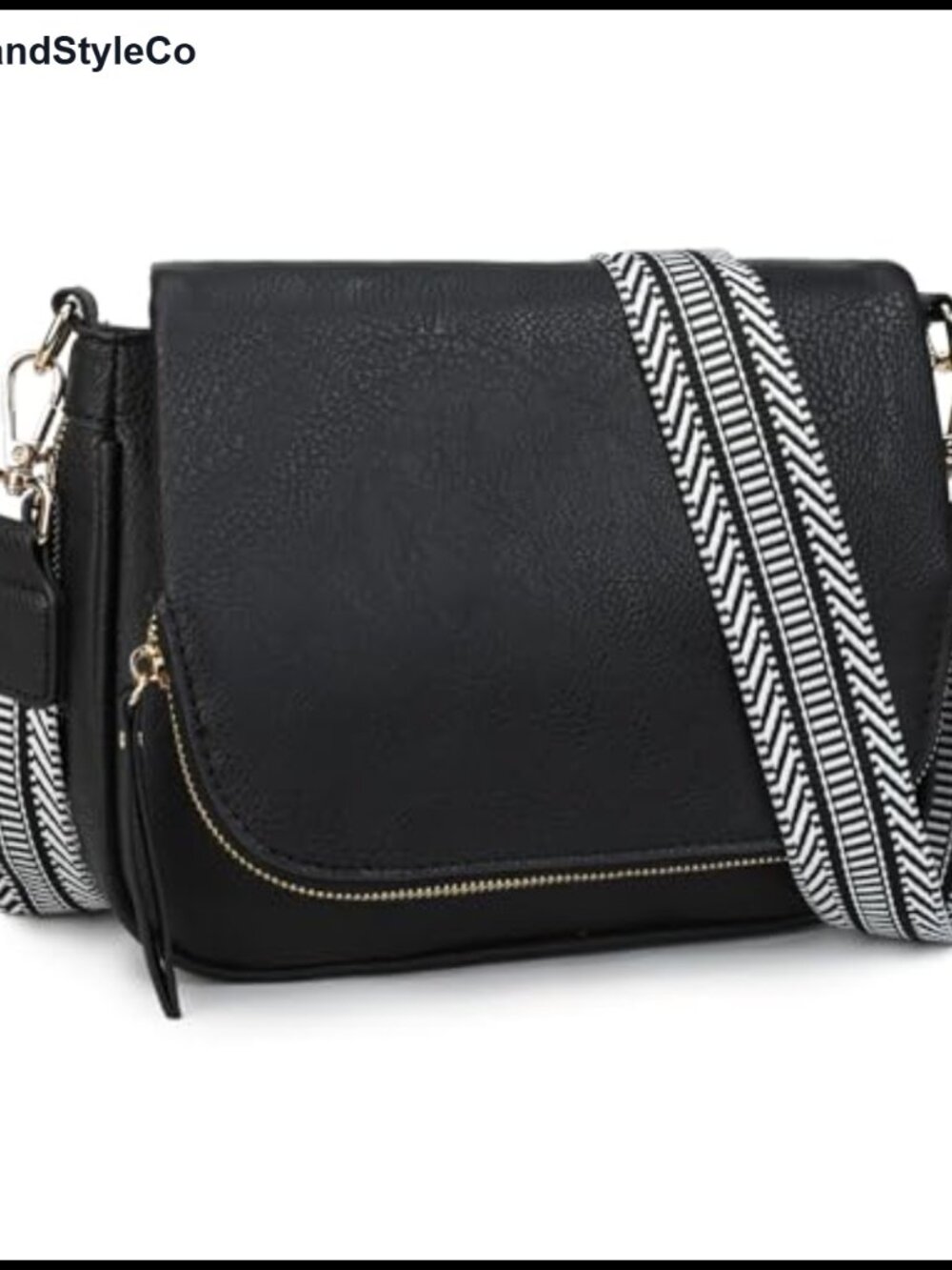 Small PU Leather Crossbody Bag with Multi Pockets Flap Closure Shoulder Purse